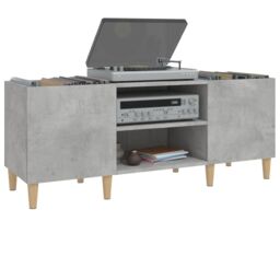 Berkfield Home Record Cabinet Concrete Grey 121x38x48 cm Engineered Wood - Size: 121 x 38 x 48 cm - thumbnail 4