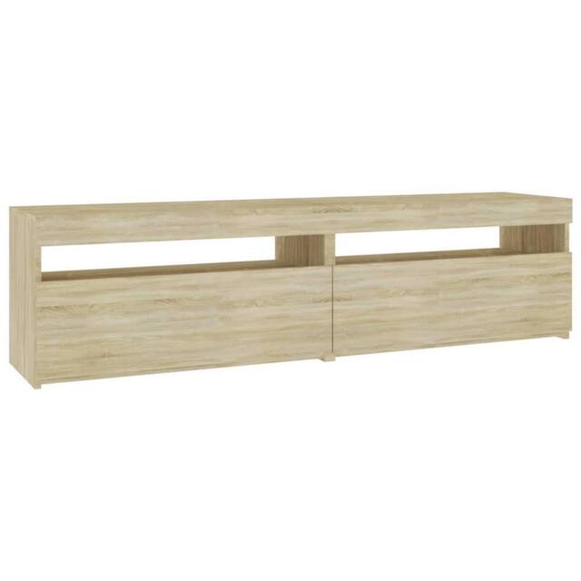 Berkfield Home TV Cabinets 2 pcs with LED Lights Sonoma Oak 75x35x40 cm in Light Tan - Size: 75 x 35 x 40 cm - image 1