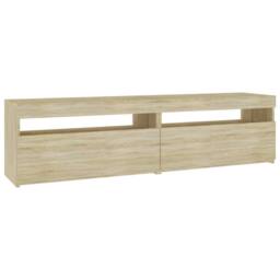Berkfield Home TV Cabinets 2 pcs with LED Lights Sonoma Oak 75x35x40 cm in Light Tan - Size: 75 x 35 x 40 cm - thumbnail 1