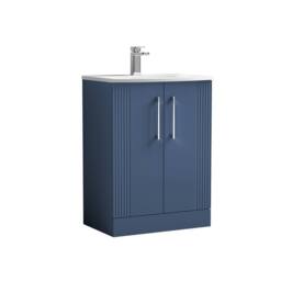 Balterley Floor Standing 2 Door Vanity Unit - Curved Basin 600mm, Satin Blue