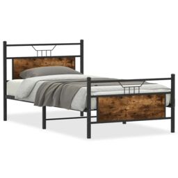 Berkfield Home Bed Frame without Mattress Smoked Oak 100x200 cm Engineered Wood in Brown - thumbnail 2
