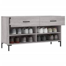 Berkfield Home Shoe Bench Grey Sonoma 102x35x55 cm Engineered Wood - Size: 102 x 35 x 55 cm - thumbnail 4