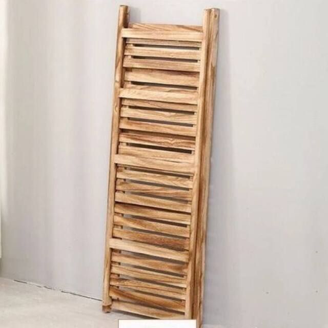 KORVIXA Foldable Ladder Shelf 4 Tier Wooden Planter Stand in Natural - Size: Small - image 1