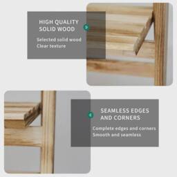 KORVIXA Foldable Ladder Shelf 4 Tier Wooden Planter Stand in Natural - Size: Small - thumbnail 5