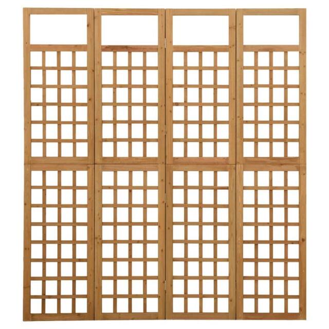 Berkfield Home 4-Panel Room Divider/Trellis Solid Fir Wood 161x180 cm in Brown - image 1