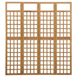 Berkfield Home 4-Panel Room Divider/Trellis Solid Fir Wood 161x180 cm in Brown - thumbnail 1