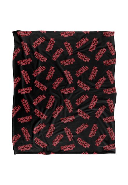 Stranger Things Logo Pattern Officially Licensed Silky Touch Super Soft Throw Blanket 152 x 127 cm in White - image 1