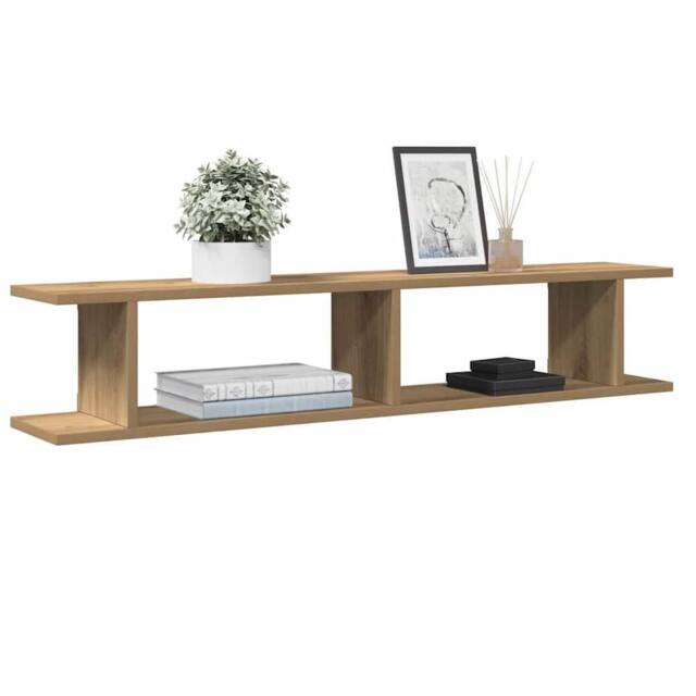 Berkfield Home Wall Shelves 2 pcs Artisan Oak 105x18x20 cm Engineered Wood in Brown - Size: 105 x 18 x 20 cm - image 1