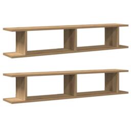 Berkfield Home Wall Shelves 2 pcs Artisan Oak 105x18x20 cm Engineered Wood in Brown - Size: 105 x 18 x 20 cm - thumbnail 2