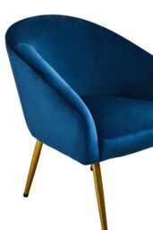 Orsina Midnight Blue Velvet Arm Chair with Footstool, Velvet Upholstered Accent Chair & Footstool, Armchair Set - thumbnail 5