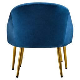 Orsina Midnight Blue Velvet Arm Chair with Footstool, Velvet Upholstered Accent Chair & Footstool, Armchair Set - thumbnail 4