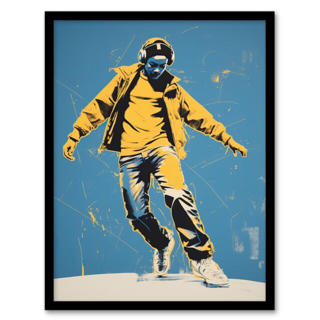 Wee Blue Coo Wall Art Print Dancing Through Life Yellow Blue Teen Living Room Framed - Size: A4 - image 1
