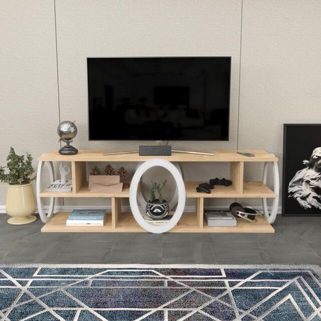 Decorotika Fale TV Stand TV Unit for TVs up to 60 inch in Light Oak - image 1
