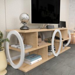 Decorotika Fale TV Stand TV Unit for TVs up to 60 inch in Light Oak - thumbnail 3