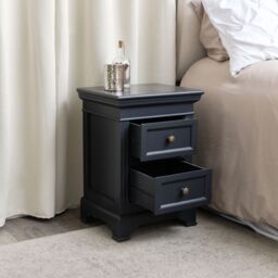 Melody Maison Navy Black Two Drawer Bedside Table - Daventry Navy Black Range - thumbnail 6
