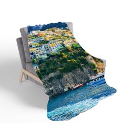 Warren Reed - Designer Positano, Amalfi Coast Sherpa Blanket in Green - Size: Large - thumbnail 2