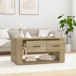 Berkfield Home Coffee Table Sonoma Oak 80x50x40 cm Engineered Wood in Brown - Size: 80 x 50 x 40 cm - thumbnail 3