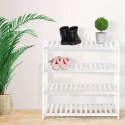 Keplin 4-Tier Bamboo Shoe Rack - Wooden Shoe Organiser with Large Capacity in White - thumbnail 7