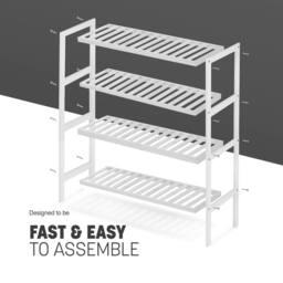 Keplin 4-Tier Bamboo Shoe Rack - Wooden Shoe Organiser with Large Capacity in White - thumbnail 5