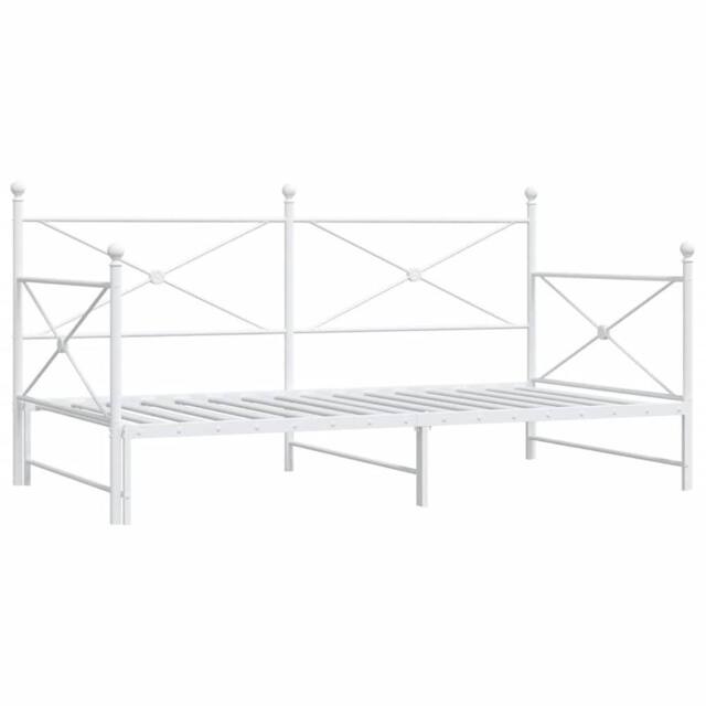 Berkfield Home Daybed with Trundle without Mattress White 100x190 cm Steel - image 1