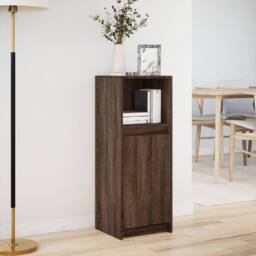 Berkfield Home Sideboard with LED Brown Oak 38x34x100 cm Engineered Wood - Size: 38 x 34 x 100 cm - thumbnail 4