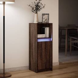 Berkfield Home Sideboard with LED Brown Oak 38x34x100 cm Engineered Wood - Size: 38 x 34 x 100 cm - thumbnail 5