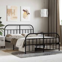 Berkfield Home Metal Bed Frame with Headboard & Footboard Black 140x200 cm - thumbnail 2