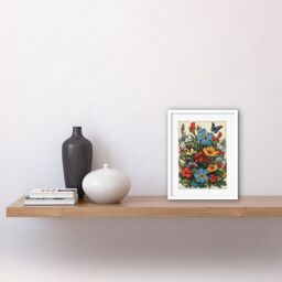 "Artery8 Wall Art Print Wildflower Meadow Colourful Tattoo Ink Body Art Rockabilly Americana 50s Artwork Framed 9X7 Inch in White - Size: W7"" x H9""" - thumbnail 2