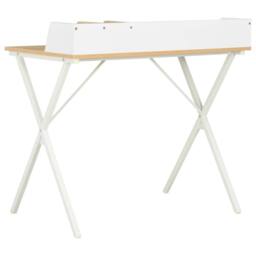 Berkfield Home Desk White & Natural 80x50x84 cm - Size: 80 x 50 x 84 cm - thumbnail 4