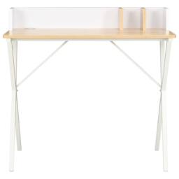 Berkfield Home Desk White & Natural 80x50x84 cm - Size: 80 x 50 x 84 cm - thumbnail 1