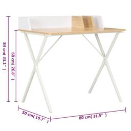 Berkfield Home Desk White & Natural 80x50x84 cm - Size: 80 x 50 x 84 cm - thumbnail 7
