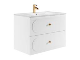 Vente-unique Wall-Mounted Bathroom Vanity Unit With Inset Basin - White - 80 Cm - thumbnail 2