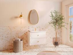 Vente-unique Wall-Mounted Bathroom Vanity Unit With Inset Basin - White - 80 Cm - thumbnail 3