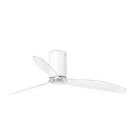 Mini Medium Ceiling Fan Clear White Gloss Optional LED Light Sold Separately