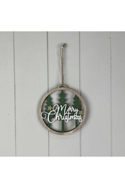 KDMD Wooden Hanging Circle with Tree in Green - image 1