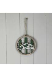KDMD Wooden Hanging Circle with Tree in Green - thumbnail 2