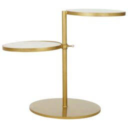 Orsina Unique 2 Shelves Side Table, Ampla Storage Bedside Table, Adjustable Brass Finish Lounge Table For Decor in Gold