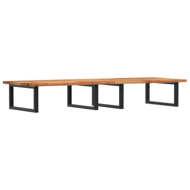 Berkfield Home Basin Shelf Wall Mounted Steel & Solid Wood Acacia in Brown - image 1