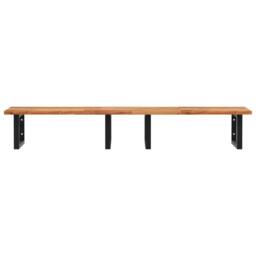 Berkfield Home Basin Shelf Wall Mounted Steel & Solid Wood Acacia in Brown - thumbnail 4