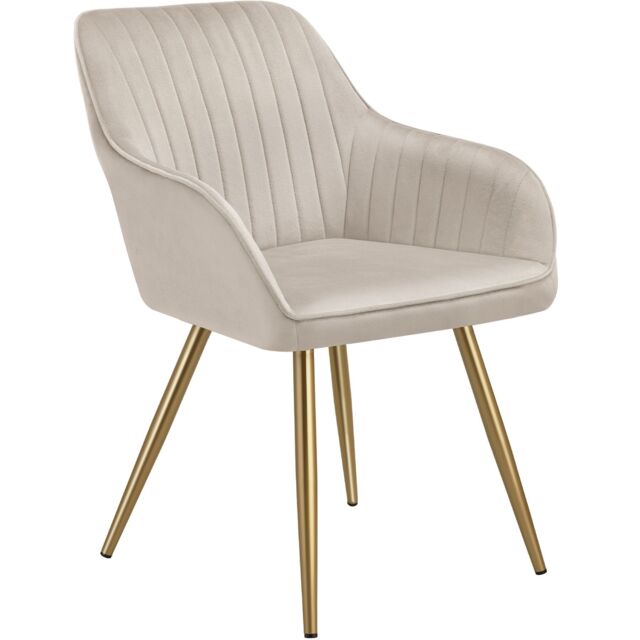 tectake Dining Chair Marilyn Per Piece - Taupe/Gold in Taupe - Size: 1 Pack - image 1