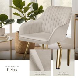 tectake Dining Chair Marilyn Per Piece - Taupe/Gold in Taupe - Size: 1 Pack - thumbnail 4