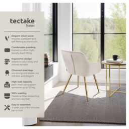 tectake Dining Chair Marilyn Per Piece - Taupe/Gold in Taupe - Size: 1 Pack - thumbnail 2