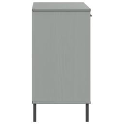 Berkfield Home Sideboard with Metal Legs Grey 113x40x77 cm Solid Wood OSLO - Size: 113 x 40 x 77 cm - thumbnail 6