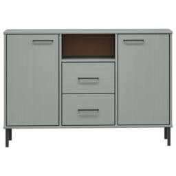 Berkfield Home Sideboard with Metal Legs Grey 113x40x77 cm Solid Wood OSLO - Size: 113 x 40 x 77 cm - thumbnail 4