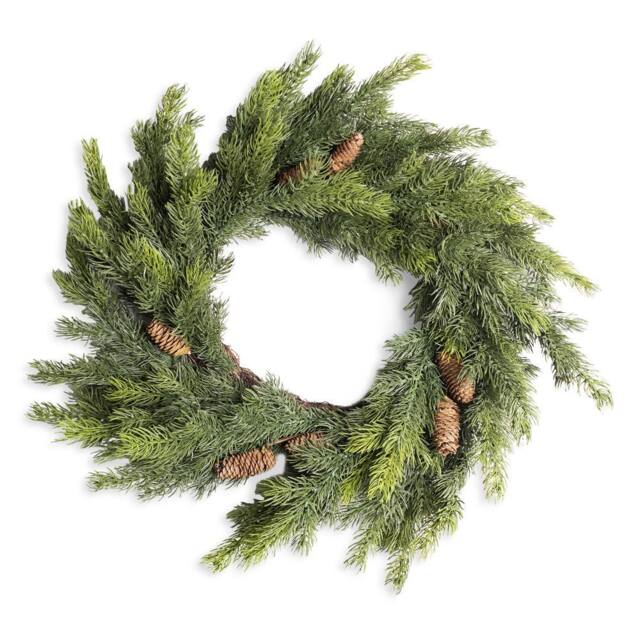 Shatchi 80cm Fir Wreath Realistic Pine Cone Christmas Door Décor in Green - Size: 800mm - image 1