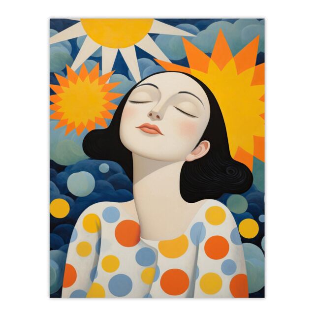"Wee Blue Coo Wall Art Print Sunworshipper Bright Surreal Yellow Blue Living Room - Size: W18"" x H24""" - image 1