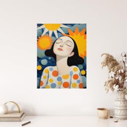 "Wee Blue Coo Wall Art Print Sunworshipper Bright Surreal Yellow Blue Living Room - Size: W18"" x H24""" - thumbnail 4