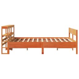 Berkfield Home Bed Frame without Mattress Wax Brown 150x200 cm King Size Solid Wood Pine - thumbnail 5