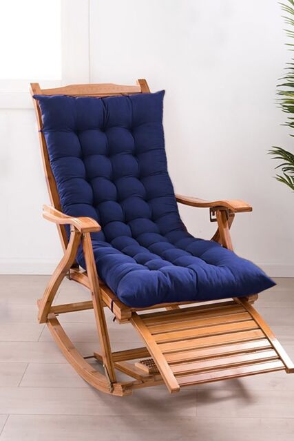 Living and Home 110cm x 40cm Thick Soft Comfortable Chaise Lounge Chair Cushion in Blue - Size: 110 cm x 40 cm - image 1