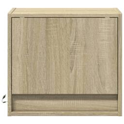 Berkfield Home Wall-mounted Bedside Cabinets with LED Lights 2 pcs Sonoma Oak in Light Tan - thumbnail 6
